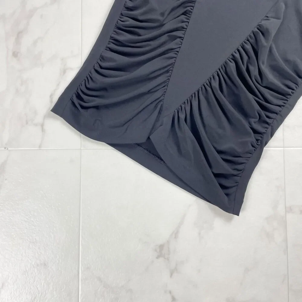 Versace (Authentic) Black Silky Ruched Vintage Y2K Top, Size IT 42/US 4-6, EUC - Picture 4 of 7